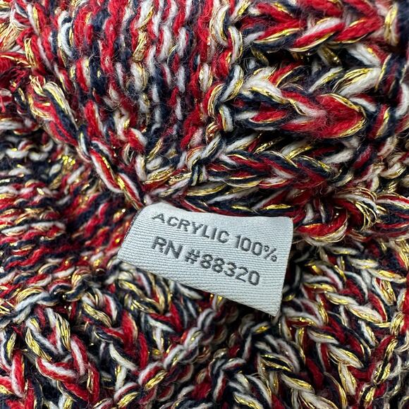 CC Trendy Warm Chunky Cable Knit Soft Stretch Beanie Metallic Hat Red Gold - Picture 5 of 6